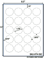 1.75 diameter Scallop Shape Hang Tag Sheet (die-cut white cardstock) <BR><B>USUALLY SHIPS SAME DAY</B>