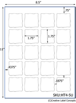 1.75 x 1.75 Uneven Square Hang Tag Sheet (die-cut white cardstock) <BR><B>USUALLY SHIPS SAME DAY</B>