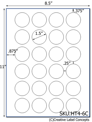 1.5 Diameter Round Hang Tag Sheet (die-cut white cardstock) <BR><B>USUALLY SHIPS SAME DAY</B>