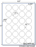 1.5 diameter Round Hang Tag Sheet (die-cut white cardstock) <BR><B>USUALLY SHIPS SAME DAY</B>