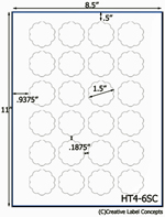 1.5 diameter Scallop Shape Hang Tag Sheet (die-cut white cardstock) <BR><B>USUALLY SHIPS SAME DAY</B>