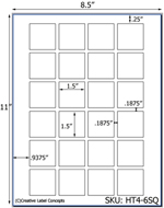 1.5 x 1.5 Square Hang Tag Sheet (die-cut white cardstock) <BR><B>USUALLY SHIPS SAME DAY</B>