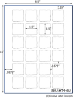 1.5 x 1.5 Uneven Square Hang Tag Sheet (die-cut white cardstock) <BR><B>USUALLY SHIPS SAME DAY</B>
