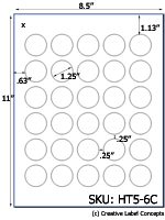 1.25 diameter Round Hang Tag Sheet (die-cut white cardstock) <BR><B>USUALLY SHIPS SAME DAY</B>