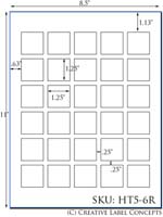 1.25 x 1.25 Square Hang Tag Sheet (die-cut white cardstock) <BR><B>USUALLY SHIPS SAME DAY</B>