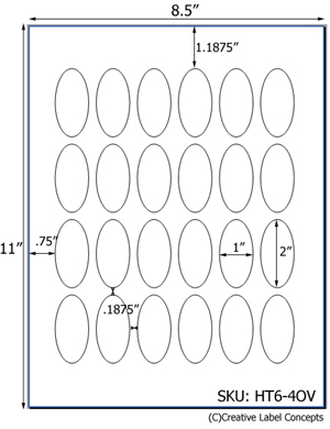 1 x 2 Oval Hang Tag Sheet (die-cut white cardstock) <BR><B>USUALLY SHIPS SAME DAY</B>