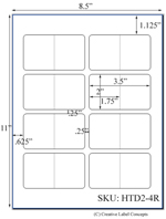 3.5 x 2 Folding Card Rectangle Hang Tag Sheet (micro-nikked white or brownkraft cardstock) <BR><B>USUALLY SHIPS SAME DAY</B>