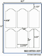 2.375 x 4.25 Dome-top Rectangle Hang Tag Sheet (micro-nikked white or brown kraft cardstock) <BR><B>USUALLY SHIPS SAME DAY</B>