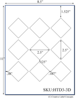2.5 Diamond (point-to-point) Hang Tag Sheet (micro-nikked white or brownkraft cardstock) <BR><B>USUALLY SHIPS SAME DAY</B>