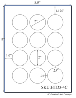 2 Diameter Round Hang Tag Sheet (micro-nikked white or brown kraft cardstock) <BR><B>USUALLY SHIPS SAME DAY</B>