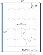2 x 2 Dome-top Rectangle Hang Tag Sheet (micro-nikked white or brown kraft cardstock) <BR><B>USUALLY SHIPS SAME DAY</B>