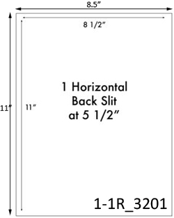 8 1/2 x 11 w/ Horz Back Slit at 5 1/2 White Label Sheet<BR><B>USUALLY SHIPS SAME DAY</B>