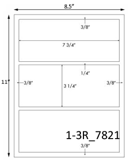 7 3/4 x 3 1/4 Rectangle White Label Sheet<BR><B>USUALLY SHIPS SAME DAY</B>