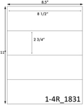8 1/2 x 2 3/4 Rectangle White Label Sheet<BR><B>USUALLY SHIPS SAME DAY</B>