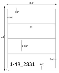 8 x 2 1/2 Rectangle <B>PREMIUM</B> Water-Resistant White Inkjet Label Sheet<BR><B>USUALLY SHIPS SAME DAY</B>