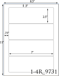 7 x 2 1/2 Rectangle <B>PREMIUM</B> Water-Resistant White Inkjet Label Sheet<BR><B>USUALLY SHIPS SAME DAY</B>