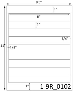 8 x 1 Rectangle  White Label Sheet<BR><B>USUALLY SHIPS SAME DAY</B>