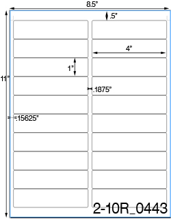 4 x 1 Rectangle White High Gloss Laser Label Sheet<BR><B>USUALLY SHIPS SAME DAY</B>