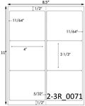 4 x 3 1/3 Rectangle w/ vertical perfs White Label Sheet<BR><B>USUALLY SHIPS SAME DAY</B>
