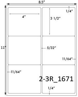 4 x 3 1/2 Rectangle White Label Sheet<BR><B>USUALLY SHIPS SAME DAY</B>
