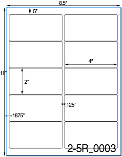 4 x 2 Rectangle Water-Resistant White Polyester Laser Label Sheet<BR><B>USUALLY SHIPS SAME DAY</B>