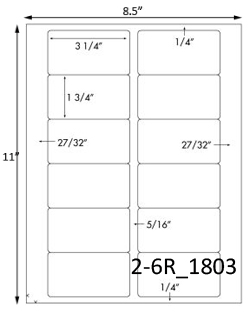 3 1/4 x 1 3/4 Rectangle  White Label Sheet<BR><B>USUALLY SHIPS SAME DAY</B>