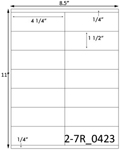 4 1/4 x 1 1/2 Rectangle White Label Sheet<BR><B>USUALLY SHIPS SAME DAY</B>