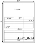 2 5/8 x 5/8 Rectangle White Label Sheet<BR><B>USUALLY SHIPS SAME DAY</B>