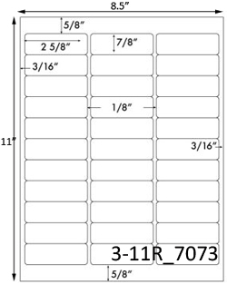 2 5/8 x 7/8 Rectangle White Label Sheet<BR><B>USUALLY SHIPS SAME DAY</B>