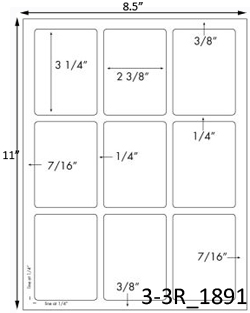 2 3/8 x 3 1/4 Rectangle White Label Sheet<BR><B>USUALLY SHIPS SAME DAY</B>