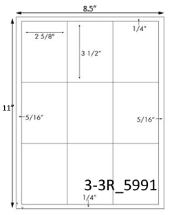 2 5/8 x 3 1/2 Rectangle White Label Sheet<BR><B>USUALLY SHIPS SAME DAY</B>