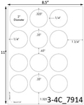 2 Diameter Round White Label Sheet (left offset)<BR><B>USUALLY SHIPS SAME DAY</B>