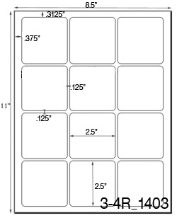 2 1/2 x 2 1/2 Square Water-Resistant White Polyester Laser Label Sheet<BR><B>USUALLY SHIPS SAME DAY</B>