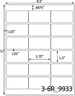 2 3/4 x 1 1/2 Rectangle Water-Resistant White Polyester Laser Label Sheet<BR><B>USUALLY SHIPS SAME DAY</B>