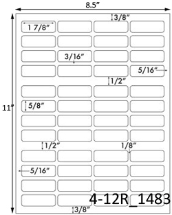 1 7/8 x 5/8 Rectangle  White Label Sheet<BR><B>USUALLY SHIPS SAME DAY</B>