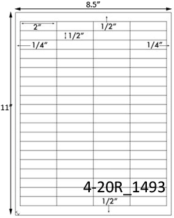 2 x 1/2 Rectangle White Label Sheet<BR><B>USUALLY SHIPS SAME DAY</B>