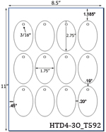 1.75 x 2.75 Oval Micro-nikked Hang Tag Sheet<BR>w/ pre-drilled 3/16 hole<BR><B>USUALLY SHIPS SAME DAY</B>