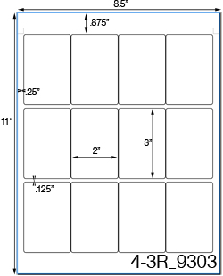 2 x 3 Rectangle White Label Sheet <BR><B>USUALLY SHIPS SAME DAY</B>