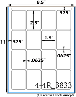 1.9 x 2.5 Rectangle White PHOTO Gloss Inkjet Label Sheet<BR><B>USUALLY SHIPS SAME DAY</B>