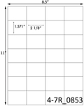 2 1/8 x 1.571 Rectangle  White Label Sheet<BR><B>USUALLY SHIPS SAME DAY</B>