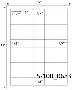 1 1/2 x 1 Rectangle w/sq corners White Label Sheet<BR><B>USUALLY SHIPS SAME DAY</B>