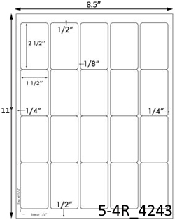 1 1/2 x 2 1/2 Rectangle White Label Sheet<BR><B>USUALLY SHIPS SAME DAY</B>