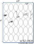 1 1/4 x 2 Oval Clear Gloss Polyester Laser Label Sheet<BR><B>USUALLY SHIPS SAME DAY</B>