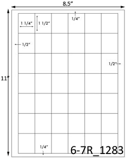 1 1/4 x 1 1/2 Rectangle  White Label Sheet<BR><B>USUALLY SHIPS SAME DAY</B>