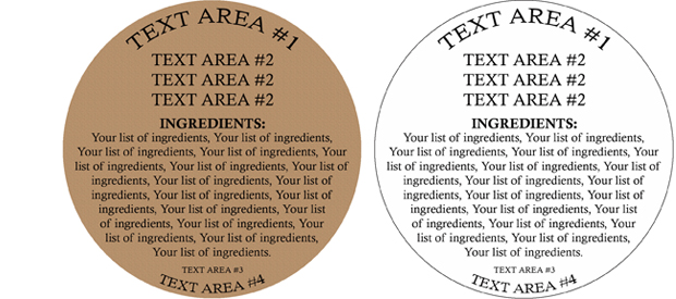 Round Customized Ingredient Label<BR>Design Style #4<BR><B>USUALLY SHIPS WITHIN 24-48 HRS</b>