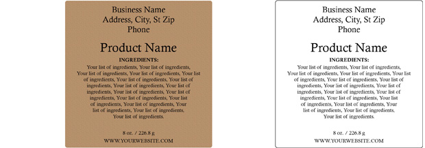 Square Customized Ingredient Label<BR>Design Style #6<BR><B>USUALLY SHIPS WITHIN 24-48 HRS</b>