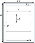 2 1/2 x 7 Rectangle Water-Resistant White Polyester Laser Label Sheet<BR><B>USUALLY SHIPS SAME DAY</B>