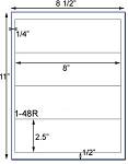 2 1/2 x 8 Rectangle Water-Resistant White Polyester Laser Label Sheet<BR><B>USUALLY SHIPS SAME DAY</B>