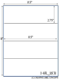 8 1/2 x 2 3/4 Rectangle White High Gloss Laser Label Sheet<BR><B>USUALLY SHIPS SAME DAY</B>