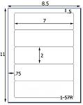 2 x 7 Rectangle Water-Resistant White Polyester Laser Label Sheet<BR><B>USUALLY SHIPS SAME DAY</B>